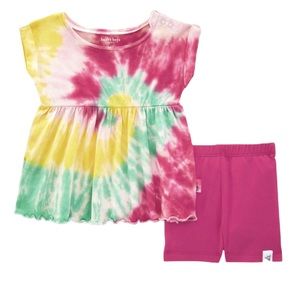 NWT Burt’s Bees Baby 0-3 Month Tie Dye Organic Tunic & Bike Shorts
